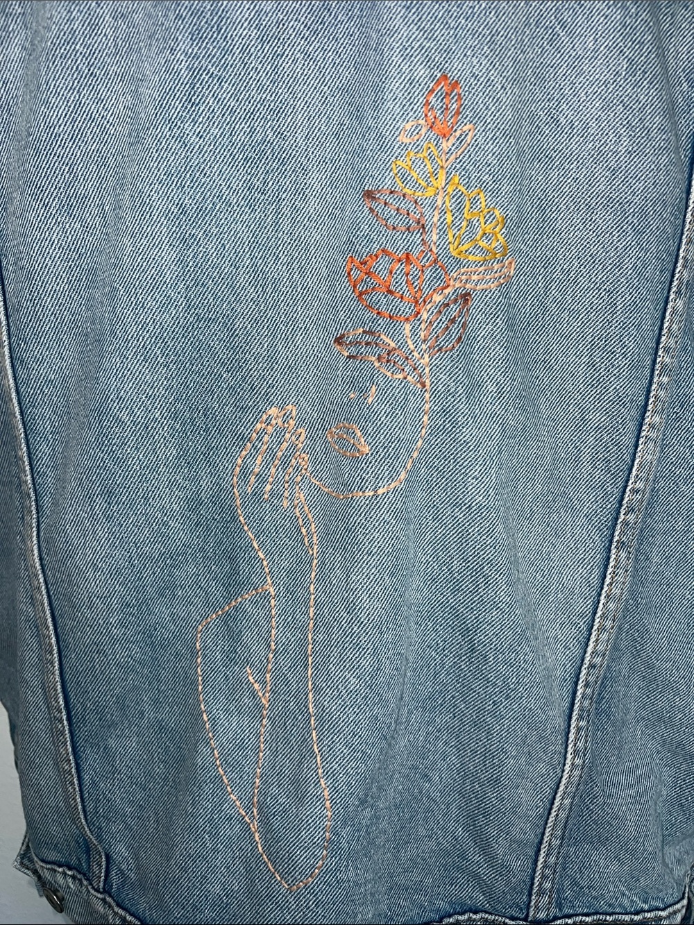 LEVI'S LEVI STRAUSS & CO Jean DENIM BLUE Vest W/ Beautiful Embroidery On Back 💐 - Picture 4 of 12